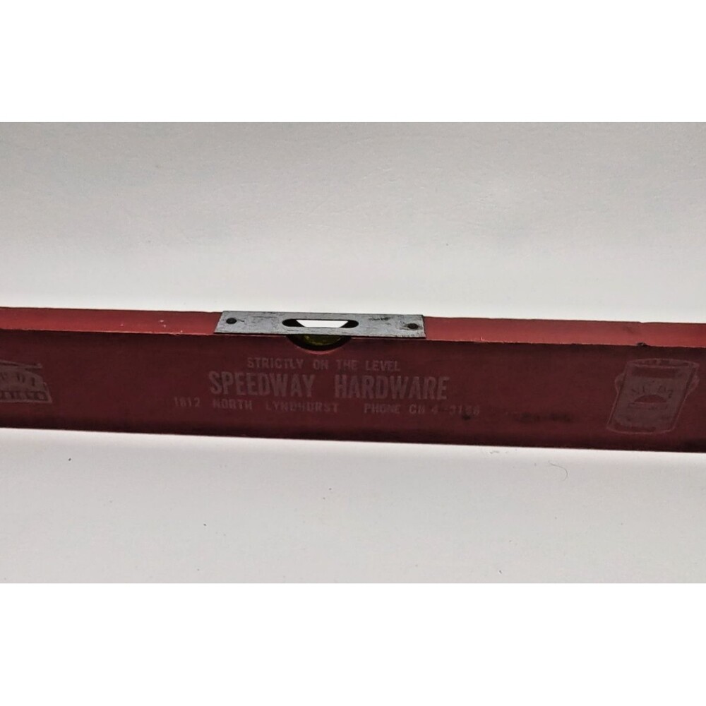Vintage Wood Level Advertising Nu-Da Paints Red 12" Speedway Hardware Lyndhurst